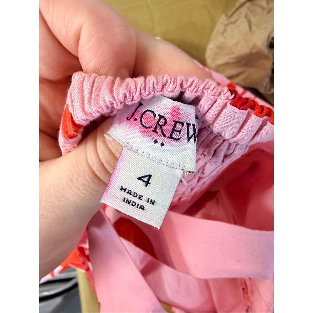 J.CREW • Pink/Red Lobster & Starfish 1” Strap Sleeve Tiered Midi Sundress • Ladi - Picture 5 of 5